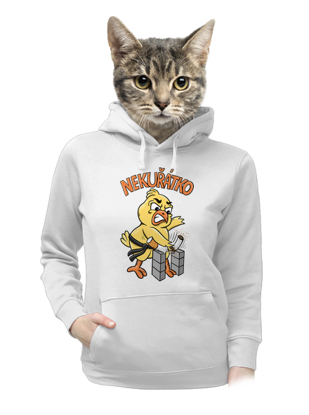 Nekuřátko dámská mikina klokanka White