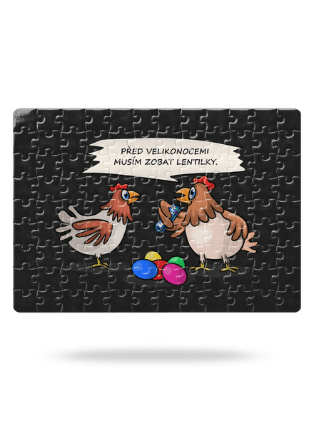 Slepice před Velikonocemi puzzle White