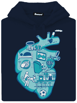 Srdce bije pro  pánská mikina klokanka Navy