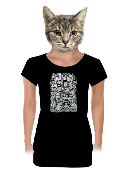 Doodle dámské tričko s lemem Black