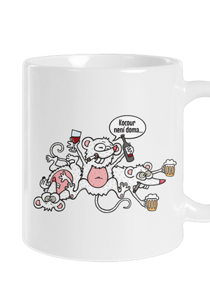 Kocour není doma klasický hrnek White