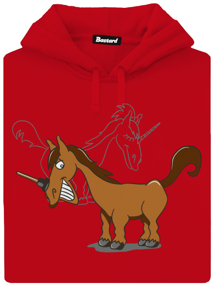 Jednorožec pánská mikina klokanka Red