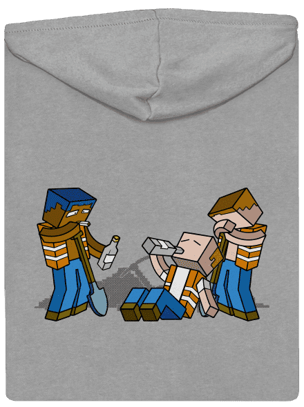 Real Minecraft pánská mikina na zip Light Melange