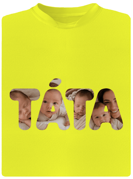 Nápis táta z vlastních fotek pánské sportovní tričko Neon Yellow