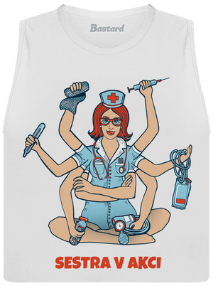 Sestra v akci dámské tílko volné White