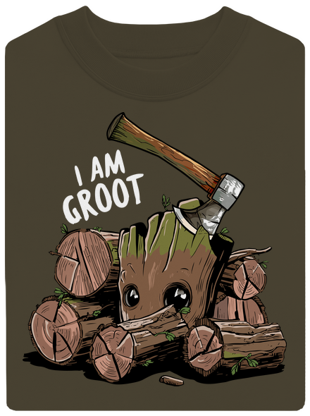I Am Groot unisex mikina bez kapuce Urban Khaki