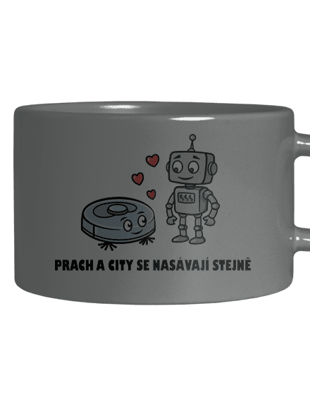 Láska mezi roboty hrnek makronka Grey Macaron