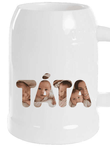Nápis táta z vlastních fotek půllitr White