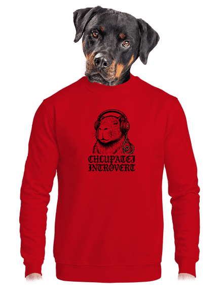 Chlupatej introvert unisex mikina bez kapuce Red