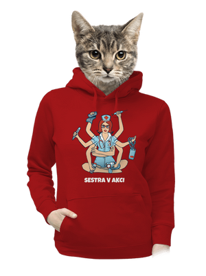 Sestra v akci dámská mikina klokanka Red Mal