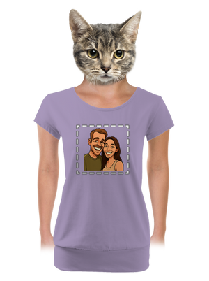 Karikatura z vlastní fotky dámské tričko s lemem Lavender