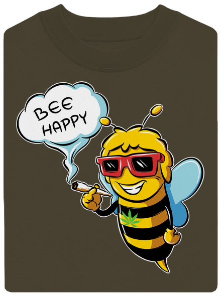 Bee happy unisex mikina bez kapuce Urban Khaki