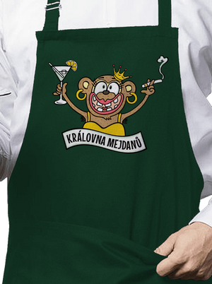 Královna mejdanů zástěra Bottle Green