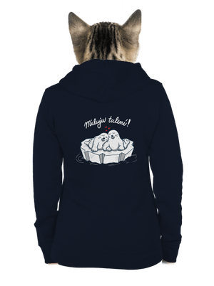 Miluju tulení dámská mikina na zip Navy Mal