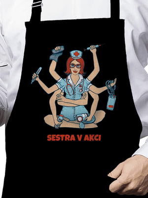 Sestra v akci zástěra Black