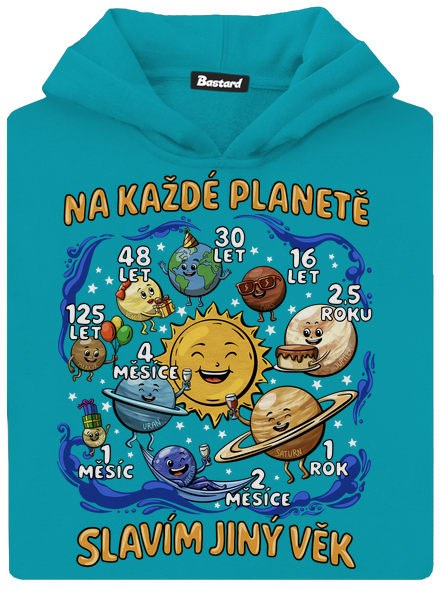 Věk na planetách dětská mikina klokanka Hawaiian Blue