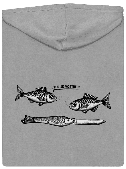 Vostrá rybička pánská mikina na zip Light Melange