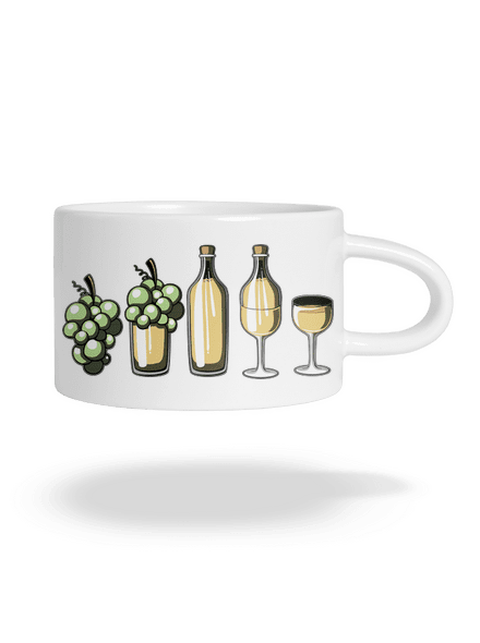 Evoluce bílého vína hrnek makronka White