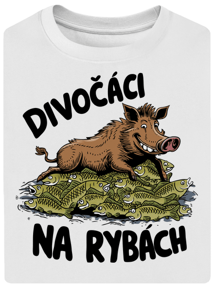 Divočáci na rybách unisex tričko oversized White