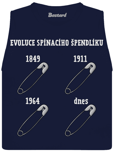 Evoluce spínacího špendlíku dámské tílko volné Navy