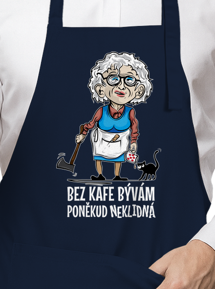 Neklidná bez kafe zástěra Navy
