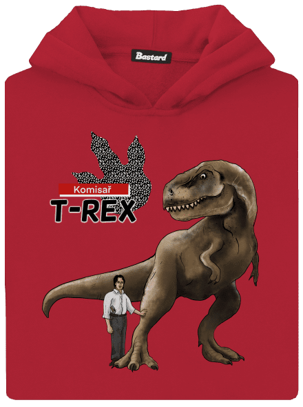 Komisař T-Rex dětská mikina klokanka Fire Red
