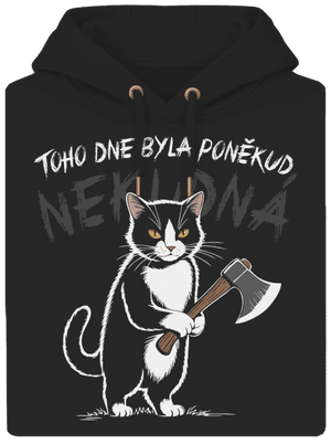 Neklidná kočka unisex mikina premium Dark Black