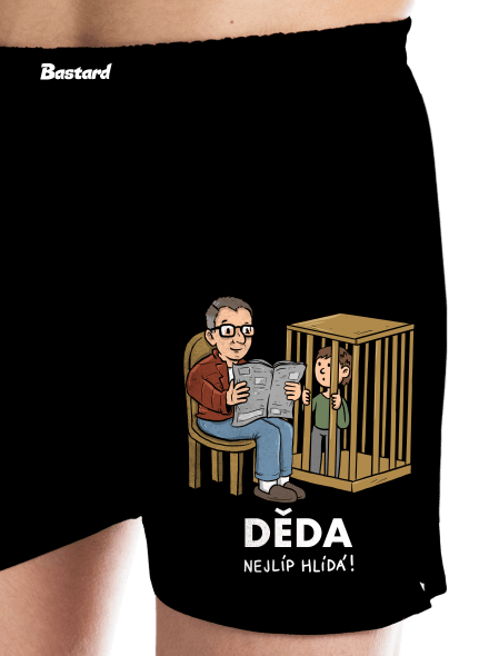 Děda hlídá pánské trenky Black