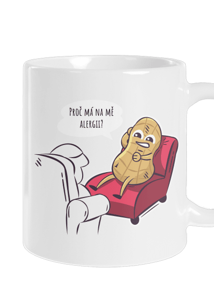 Alergeny u psychologa klasický hrnek White