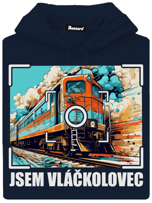 Jsem vláčkolovec pánská mikina klokanka Navy