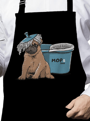 Mops zástěra Black