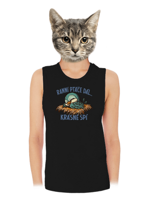 Ranní ptáče spí dámské tílko volné Black