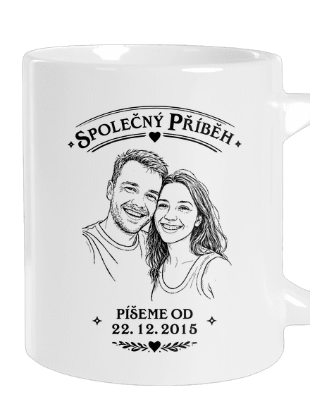 Společný příběh z vlastní fotky velký hrnek White