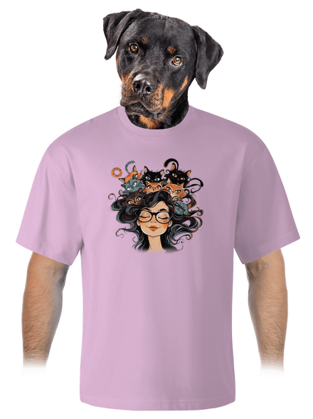 Kočičí dáma unisex tričko oversized Orchid
