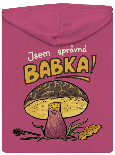 Babka a hříbeček dámská mikina na zip Magenta