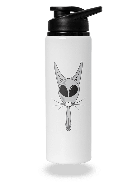 Mimozemská kočka lahev na vodu White