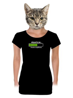 Přemýšlím dámské tričko s lemem Black