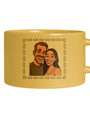 Karikatura z vlastní fotky hrnek makronka Yellow Macaron