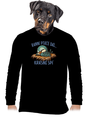 Ranní ptáče spí pánské dlouhý rukáv Black