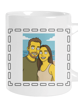Simpsonovi z vlastní fotky velký hrnek White