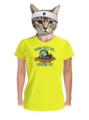 Ranní ptáče spí dámské sportovní tričko Neon Yellow