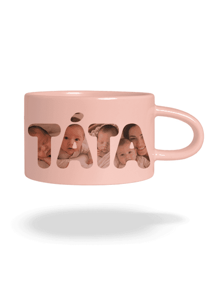Nápis táta z vlastních fotek hrnek makronka Pink Macaron