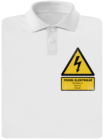Pozor elektrikář pánská polokošile White