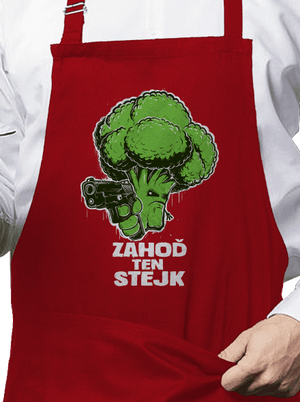 Zahoď ten stejk zástěra Red