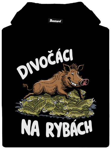 Divočáci na rybách pánská mikina klokanka Black