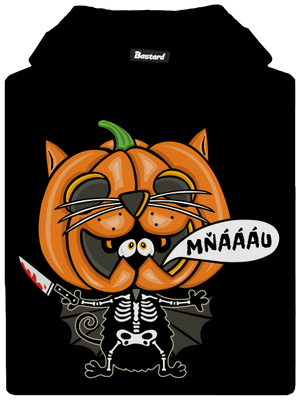 Halloweenská kočička dětská mikina klokanka Black