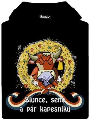 Slunce, seno a pár kapesníků pánská mikina klokanka Black