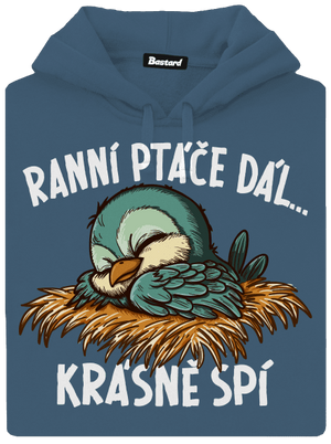 Ranní ptáče spí dámská mikina klokanka Denim