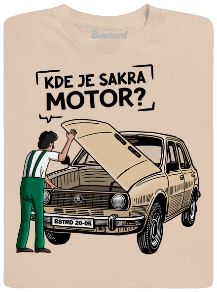 Kde je motor? pánské tričko Sand