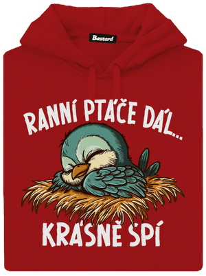 Ranní ptáče spí dámská mikina klokanka Red Mal